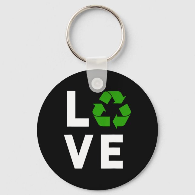Funny Recycling Symbol Environmental Planet I Love Key Ring (Front)