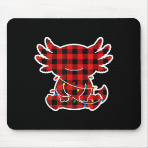 Funny Red And Black Buffalo Plaid Axolotl Christma Mouse Mat