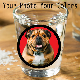 Funny Red and Black Unique Bulldog Photo Gift Shot Glass