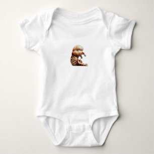 Funny Red and White Maine Coon Cat Doing Yoga Baby Bodysuit