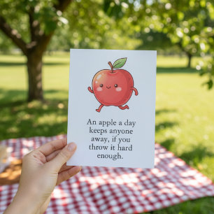 Funny Red Apple Eat a Red Apple Day Thank You Card