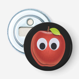 Funny Red Apple with Googly Eyes  Bottle Opener