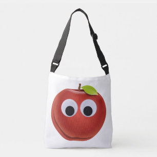 Funny Red Apple with Googly Eyes  Crossbody Bag