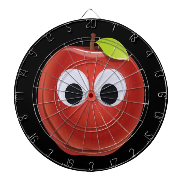 Funny Red Apple with Googly Eyes  Dartboard (Front)