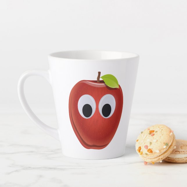 Funny Red Apple with Googly Eyes  Latte Mug (In Situ)