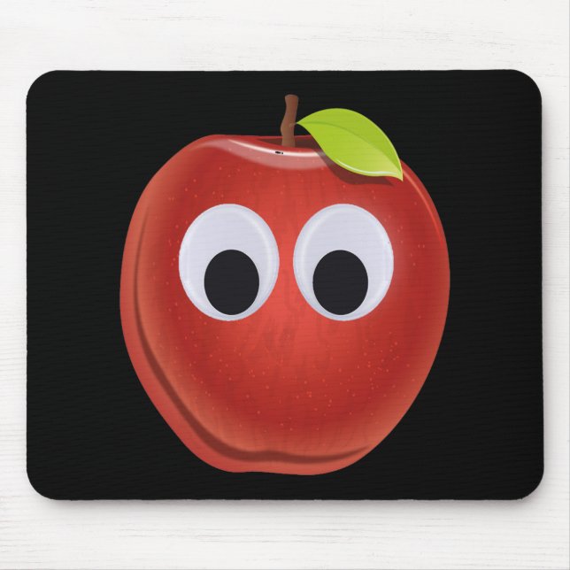 Funny Red Apple with Googly Eyes  Mouse Mat (Front)