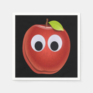 Funny Red Apple with Googly Eyes Napkin