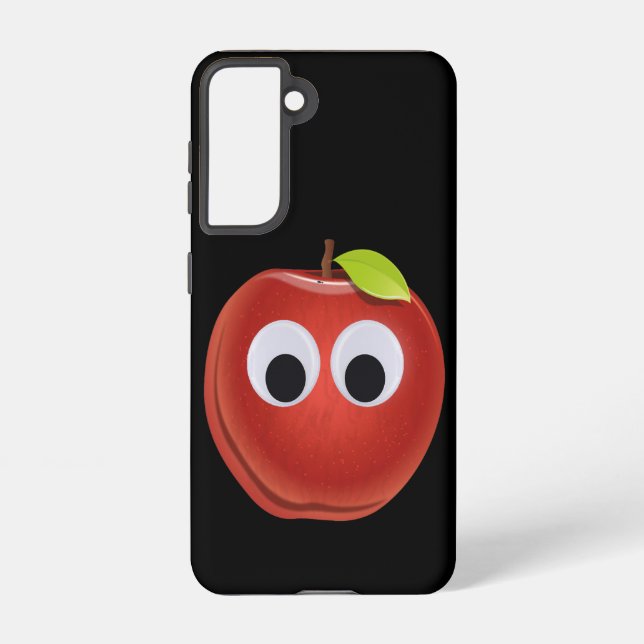 Funny Red Apple with Googly Eyes  Samsung Galaxy S21 Case (Back)
