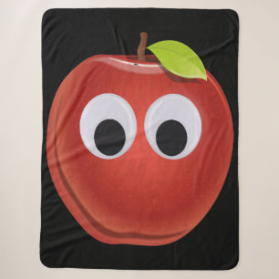 Funny Red Apple with Googly Eyes Sherpa Blanket