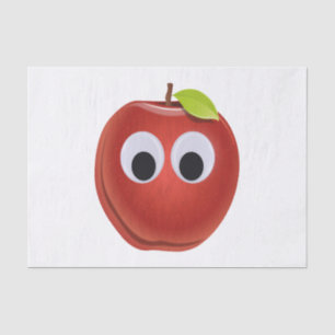 Funny Red Apple with Googly Eyes  Tissue Paper