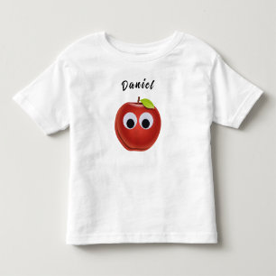 Funny Red Apple with Googly Eyes  Toddler T-Shirt