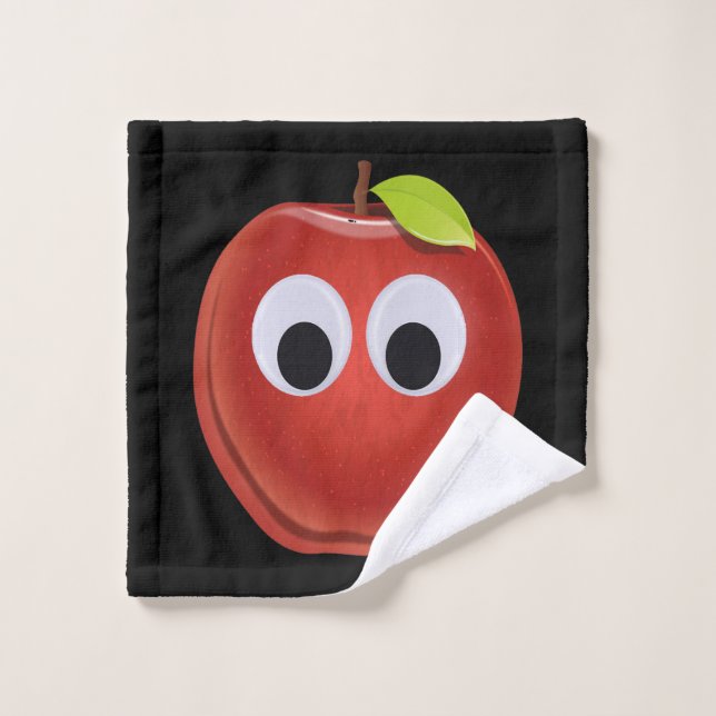 Funny Red Apple with Googly Eyes  Wash Cloth (Wash Cloth)