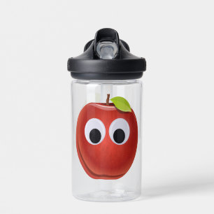 Funny Red Apple with Googly Eyes Water Bottle