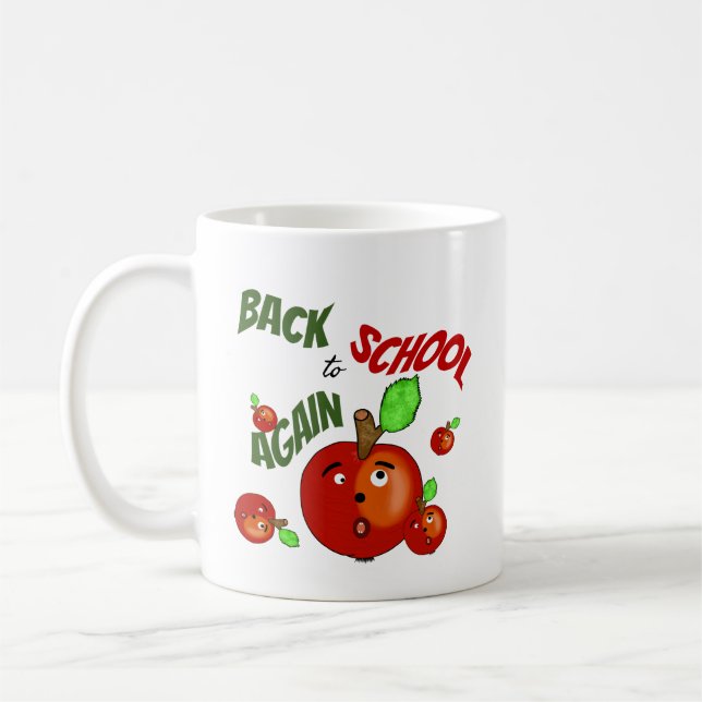 Funny red apples back to school coffee mug (Left)