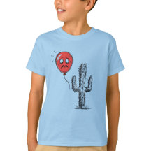 Funny Red Balloon Floating Near Prickly Cactus