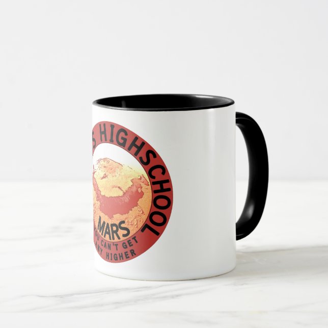 Funny Red Black Orange White Olympus High School Mug (Front Right)