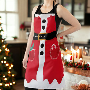 Funny red black winter Christmas Santa Claus suit Apron