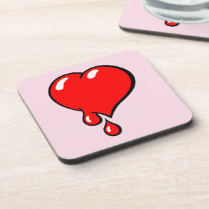 Funny Red Bleeding Heart Liberal Pop Art Coaster