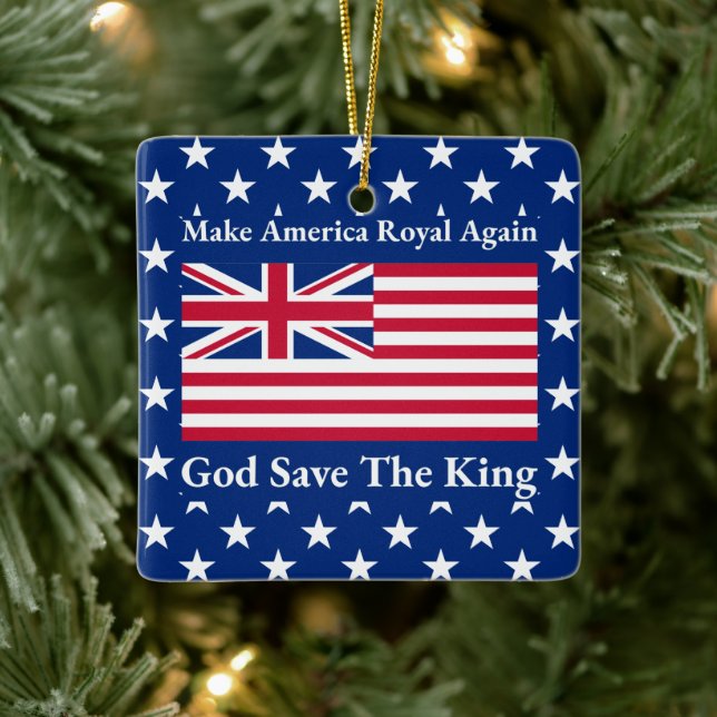 Funny Red Blue Make America Royal Again Flag Ceramic Ornament (Tree)