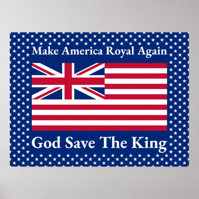 Funny Red Blue Make America Royal Again Flag Poster (Front)