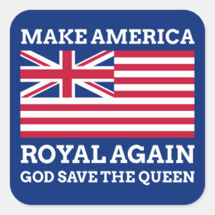 Funny Red Blue Make America Royal Again Flag Square Sticker