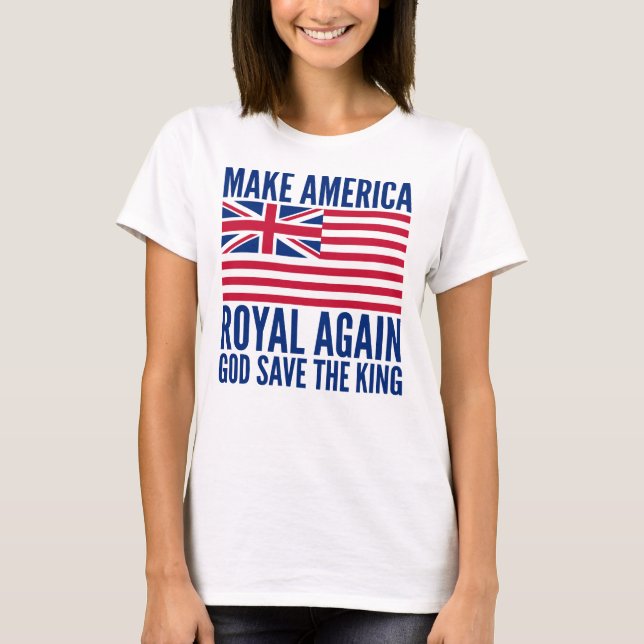 Funny Red Blue Make America Royal Again Flag T-Shirt (Front)