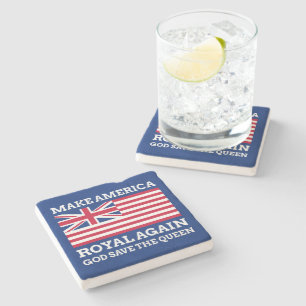 Funny Red Blue Make America Royal Again Graphic Stone Coaster