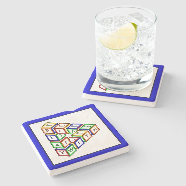 Funny Red Blue Yellow Green Kid Toy Blocks Stone Coaster (Side)