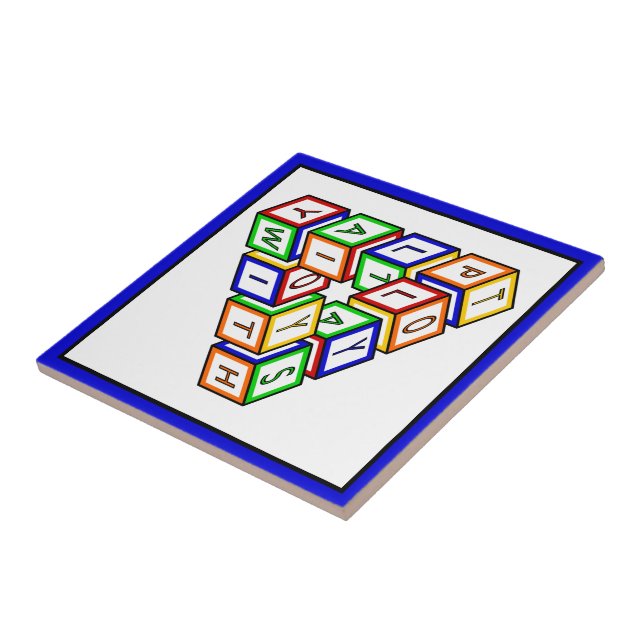 Funny Red Blue Yellow Green Toy Blocks Art Tile (Side)