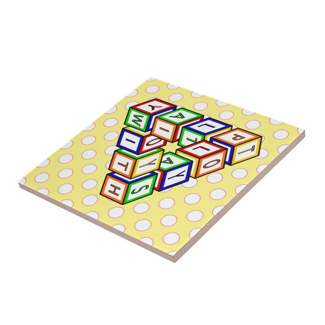 Funny Red Blue Yellow Green Toy Blocks Art Tile (Side)