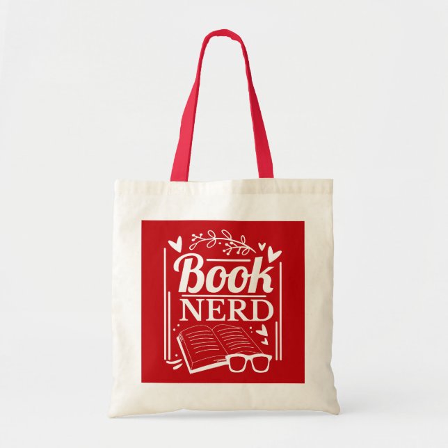 Funny Red Book Nerd Quote Book Lover  Tote Bag (Front)