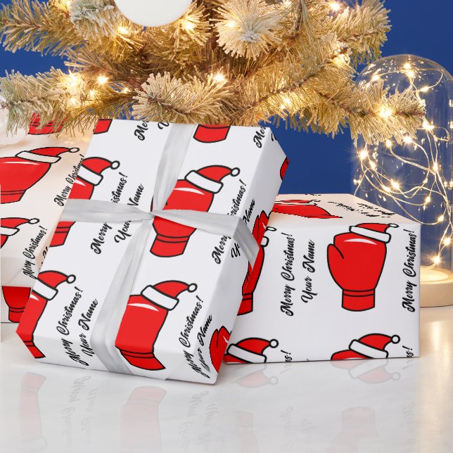 Funny red boxing gloves Christmas Holiday Wrapping Paper (Holidays)