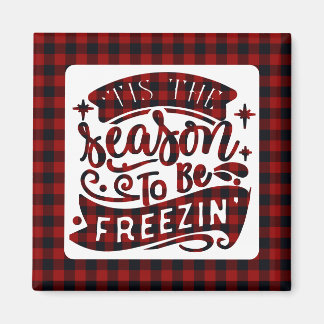 Funny Red Buffalo Plaid Tis the Season Christmas  Magnet