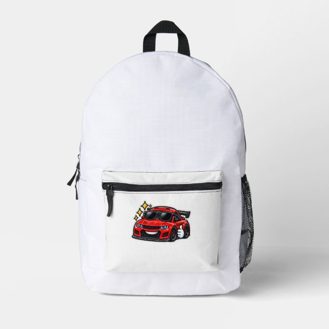 Funny Red Car Lover Backpack | cool sunglass car (Front)