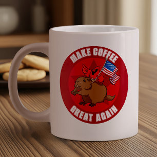 Funny Red Cardinal Make Coffee Great Again Cartoon Large Coffee Mug