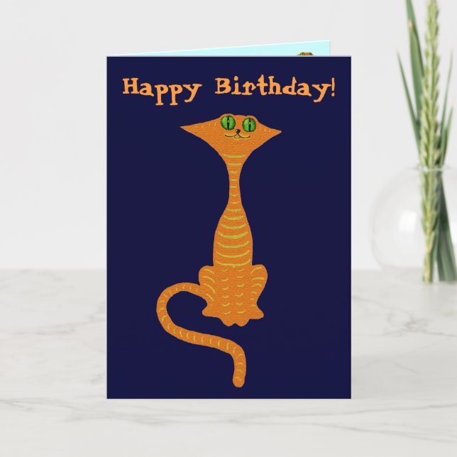 Funny red cat birthday card (Front)