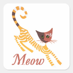 Funny red cat square sticker