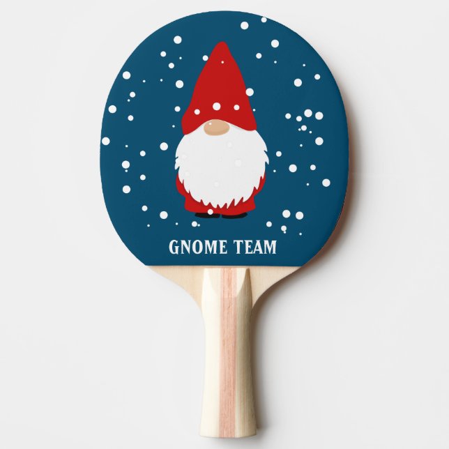 Funny red Christmas gnome custom ping pong paddle (Front)