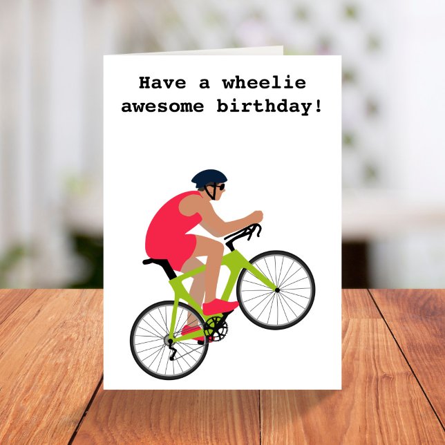 Funny red cycling pun birthday card for cyclist (Creator Uploaded)