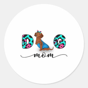 Funny Red Dachshund Tattoo I Love You Dog Mum Leop Classic Round Sticker