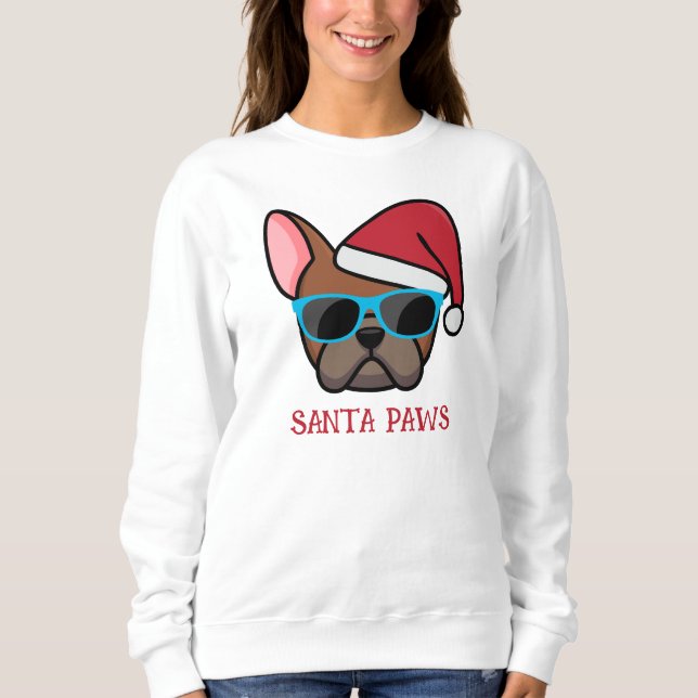 Funny Red Fawn Frenchie Santa Paws Christmas Sweatshirt (Front)
