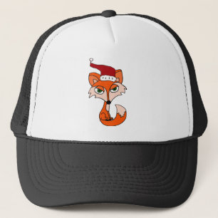 Funny Red Fox in Santa Hat