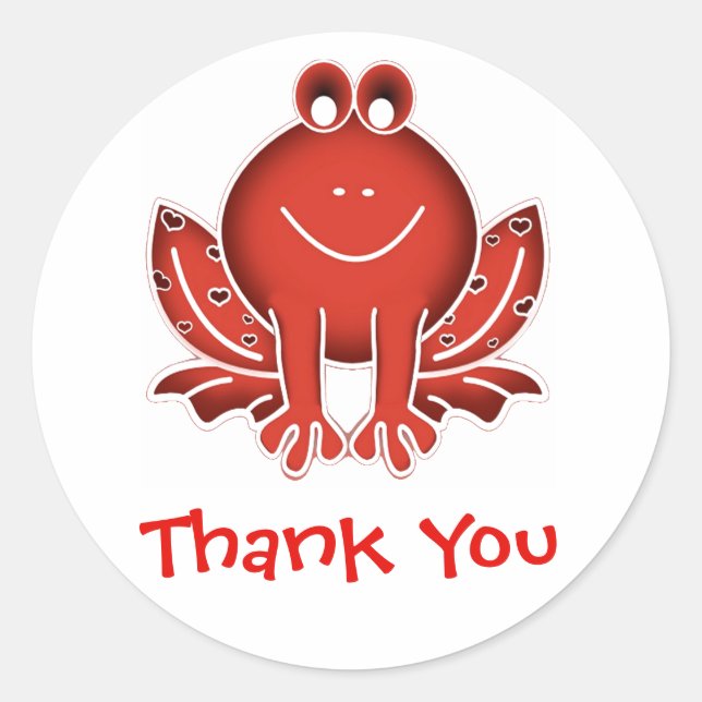 funny red frog - Thank You Classic Round Sticker (Front)