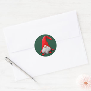 Funny Red Gnome Christmas Classic Round Sticker