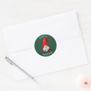 Funny Red Gnome Christmas Classic Round Sticker