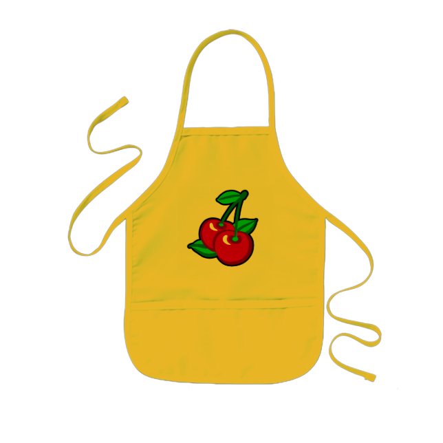 Funny Red Green Black Cherries Fruit Pop Art Kids Apron (Front)