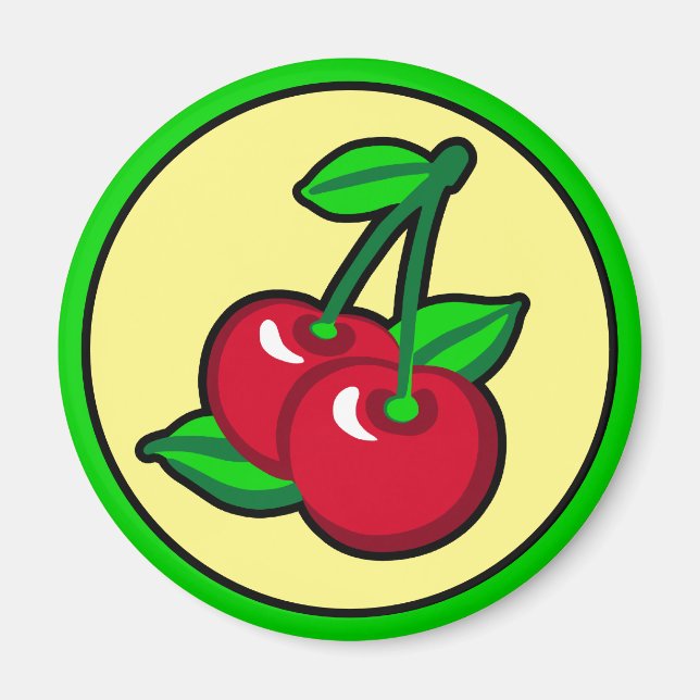 Funny Red Green Black Cherries Fruit Pop Art Magnet (Front)