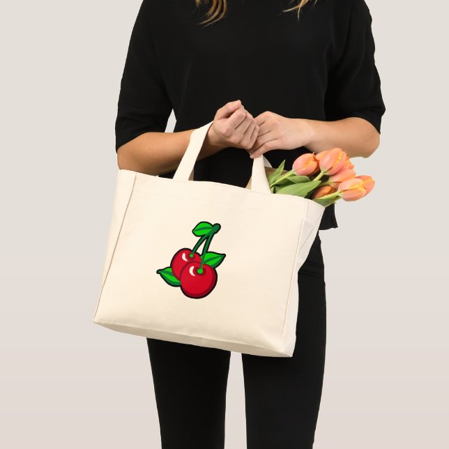 Funny Red Green Black Cherries Fruit Pop Art Mini Tote Bag (Front (Product))