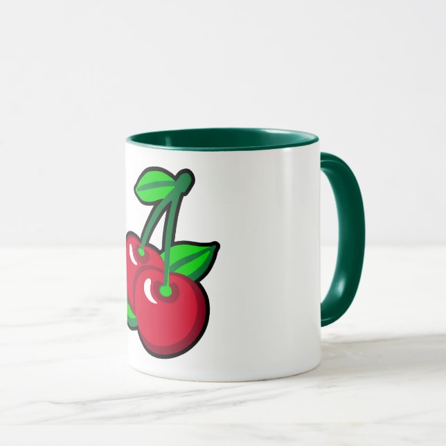 Funny Red Green Black Cherries Fruit Pop Art Mug (Front Right)