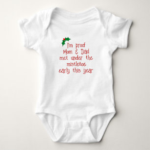 Funny Red & Green Holiday Mistletoe Baby Bodysuit